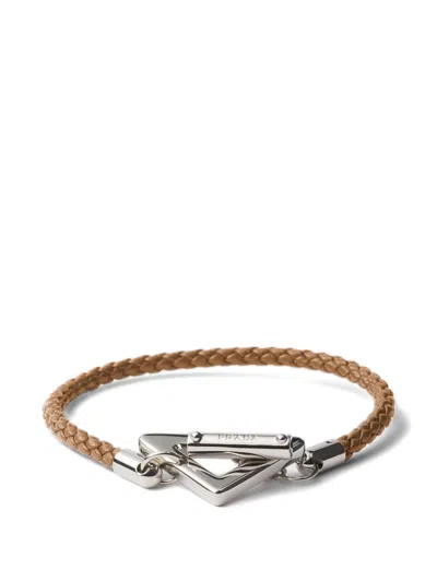Prada Braided Nappa Leather Bracelet In Pattern