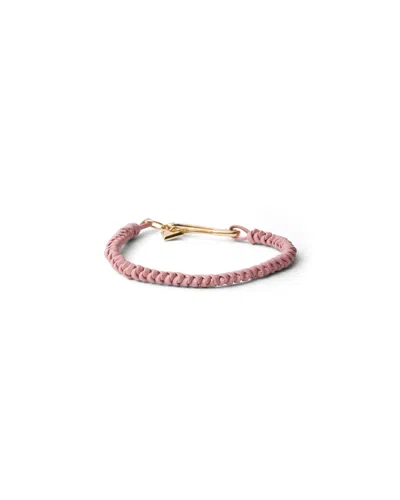 Prada Braided Nappa Leather Bracelet With Metal Ornament In Pink