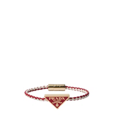Prada Braided Nappa Leather Bracelet In Yellow