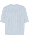 Prada Braided Re-cashmere Blue Top In White