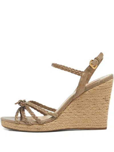 Pre-owned Prada Braided Strappy Sandals In Brown