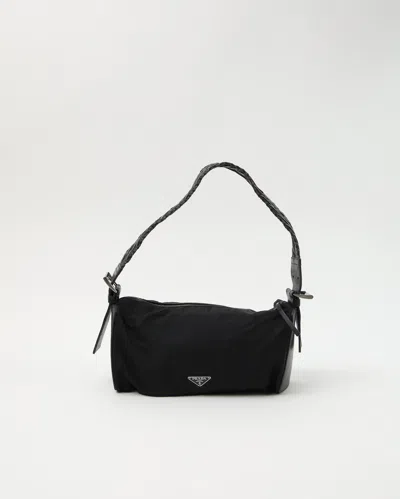Prada Braided Tessuto Bag In Black
