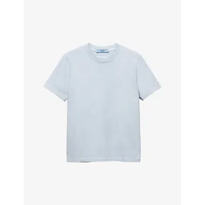 Prada Mens Light Blue Brand-patch Crewneck Cotton-jersey T-shirt