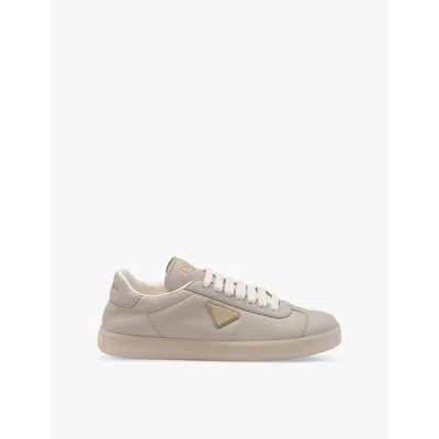 Prada Womens Grey Brand-patch Leather Low-top Trainers In Grey