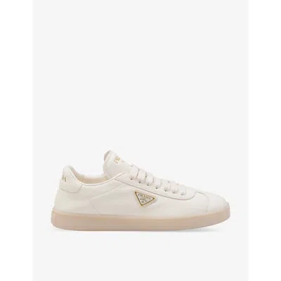 Prada Womens Neutral Brand-patch Leather Low-top Trainers