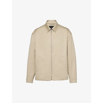 Prada Mens Neutral Brand-patch Regular-fit Cotton Jacket