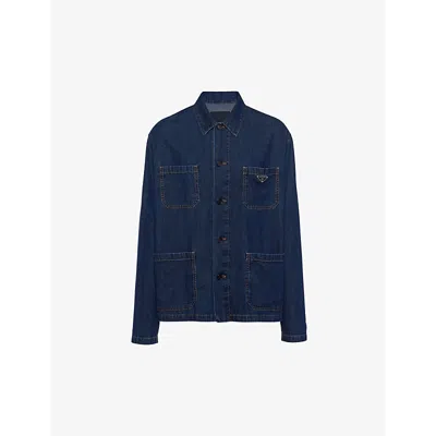 Prada Washed Denim Jacket In Blue