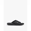Prada Triangle Logo Criss-cross Sandals In Black