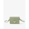 Prada Crochet Card Holder With Shoulder Strap In Green