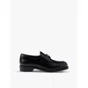 Prada Womens Black Brand-plaque Leather Loafers In Black