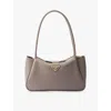 Prada Womens Grey Brand-plaque Medium Leather Shoulder Bag In Gray