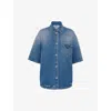 Prada Denim Logo Shirt In Blue