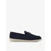 PRADA BRAND-PLAQUE SLIP-ON SUEDE LOAFERS