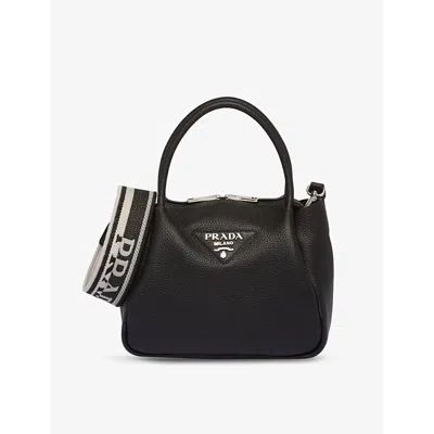 Prada Womens Black Brand-plaque Small Shoulder Bag