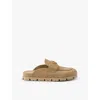 Prada Suede Triangle Mules In Neutral
