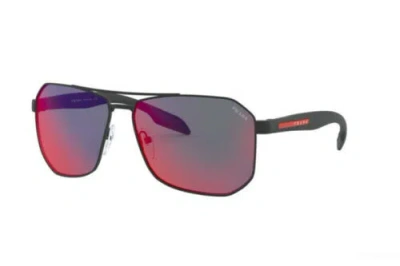 Pre-owned Prada Brand  Sport Sunglasses Ps 51vs Dg0 9q1 Black Rubber/mirror Blue Red In Gray