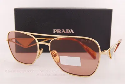 Pre-owned Prada Brand  Sunglasses Pr A50s 5ak 08m Gold/brown For Women In Purple