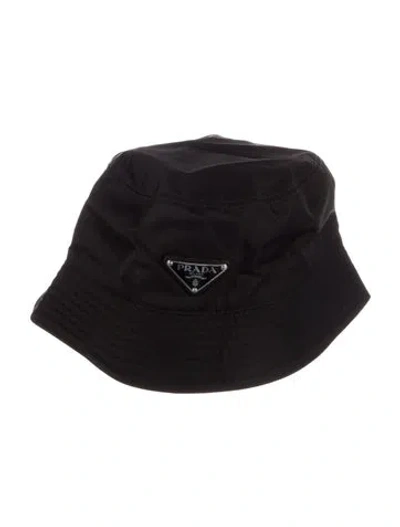 Pre-owned Prada Branded Bucket Hat In Black