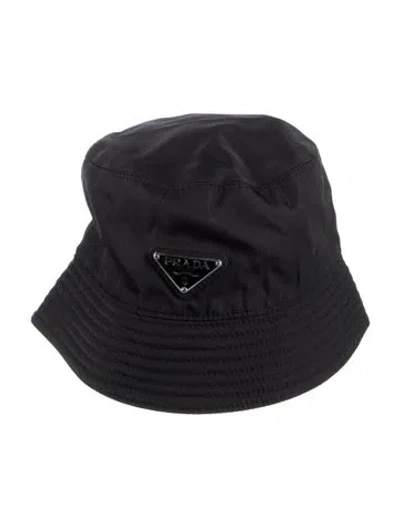 Pre-owned Prada Branded Bucket Hat In Black