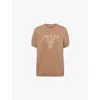 Prada Logo-intarsia Cashmere-blend Jumper In Brown