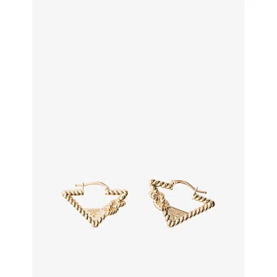 Prada Brand-plaque Metal Earrings In Gold/silver