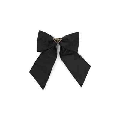 Prada Brass Hair Clip In Black