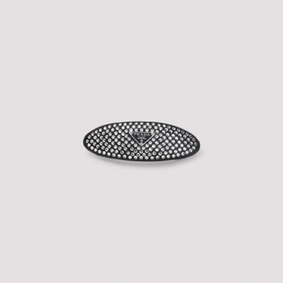 Prada Brass Hair Clip Unica In Black