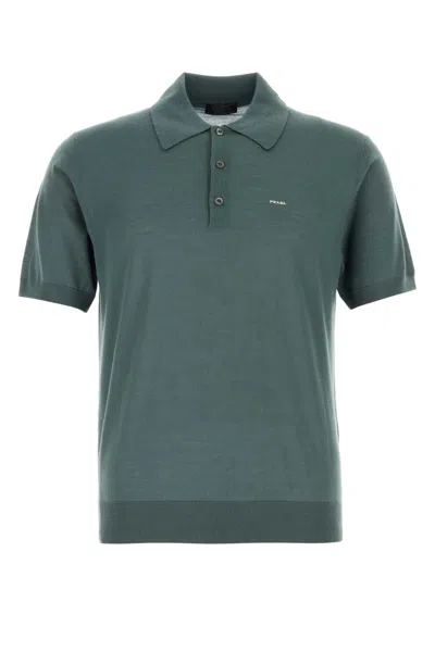 Prada Breathable Cotton Polo In Green