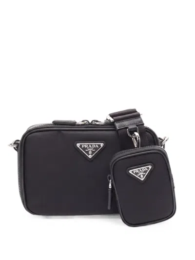 Pre-owned Prada Brick Saffiano Shoulder Bag In Black