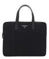 Prada Black Re-nylon Logo Plaque Briefcase In Black