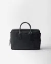 Prada Mens Black Brand-plaque Saffiano-leather Briefcas
