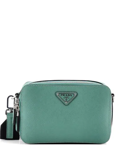 Pre-owned Prada Brique Camera Saffiano Leather Mini Crossbody Bag In Green