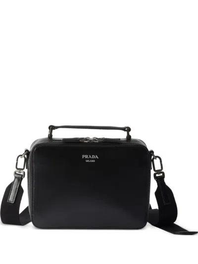 Prada Brique Leather Bag In Black