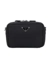 Prada Brique Re-nylon And Saffiano Leather Bag In Black