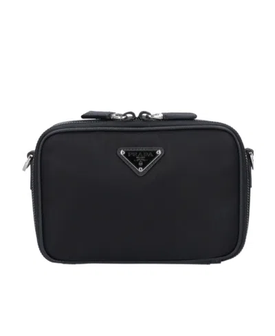 PRADA PRADA LOGO PLAQUE BRIQUE ZIPPED MESSENGER BAG