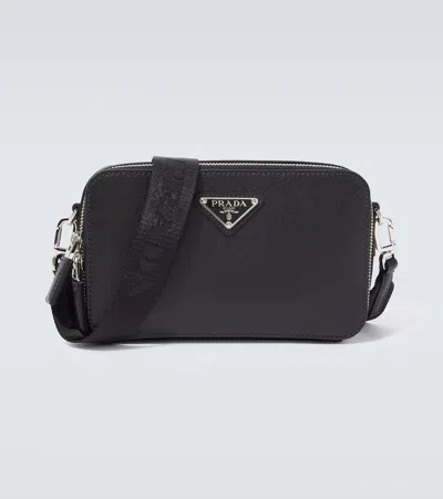 Prada Brique Leather Crossbody Bag In Black