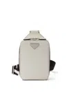 Prada Mens White Brique Saffiano Logo-plaque Leather Shoulder Bag