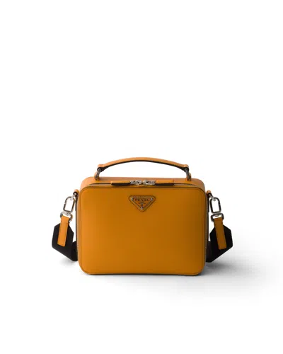 Prada Brique Medium Saffiano Leather Bag In Orange