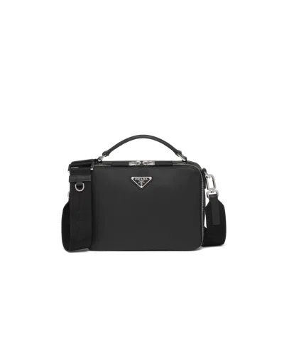 Prada Mens Black Brique Medium Saffiano-leather Bag