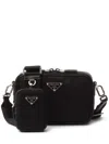 Prada Brique Re-nylon And Saffiano Leather Bag In Black