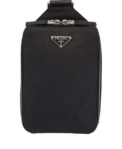 Prada Brique Saffiano Leather Bag In Black