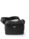 Prada Men's Leather Shoulder Bag In Black