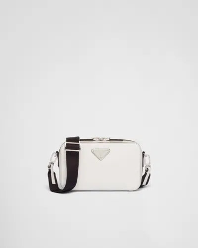 Prada Brique Saffiano Leather Bag In White
