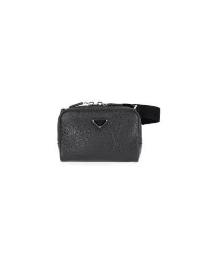 Prada Brique Saffiano Leather Bag In Black