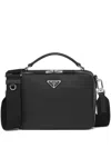 Prada Brique Saffiano Leather Bag In Black