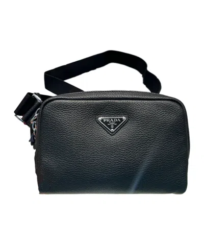 Prada Leather Shoulder Bag In Black