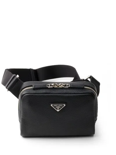 Prada Brique Saffiano Leather Bag In Black