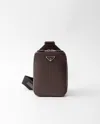 Prada Brique Saffiano Leather Bag In Coffee