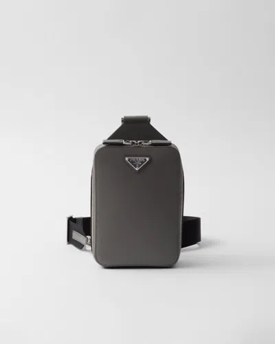 Prada Brique Saffiano Leather Bag In Marmorgrau