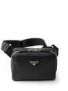 Prada Men's Leather Shoulder Bag In Black